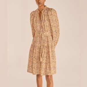 COPY - Rebecca Taylor Beige & Brown Speckled Fleur Belted Shirt Dress Size 0